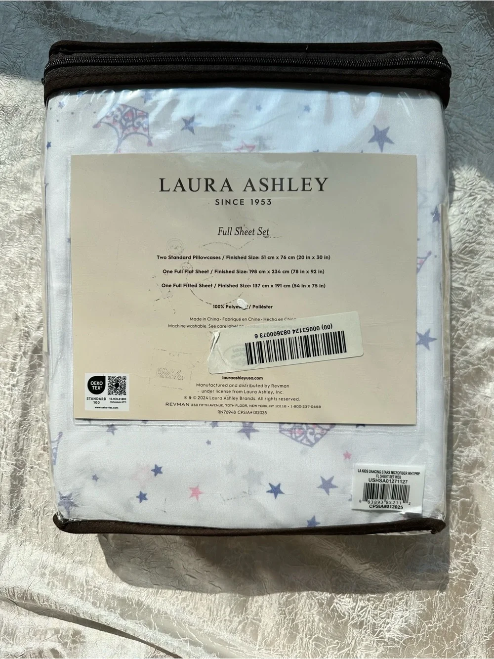 Laura Ashley Kids White, Purple & Pink Dancing Stars Full Sized Sheet Set